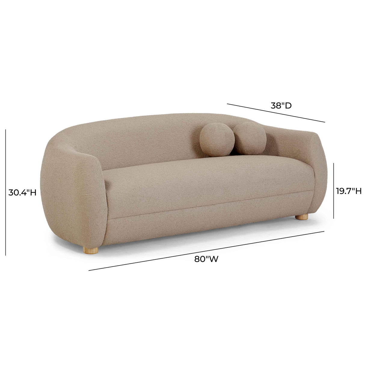 TOV Judy Light Brown Boucle Sofa