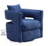 TOV Kennedy Navy Textured Velvet Swivel Chair