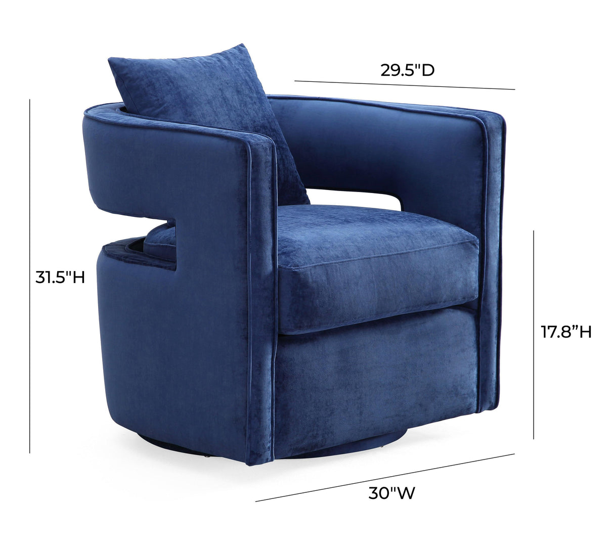 TOV Kennedy Navy Textured Velvet Swivel Chair