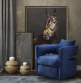 TOV Kennedy Navy Textured Velvet Swivel Chair