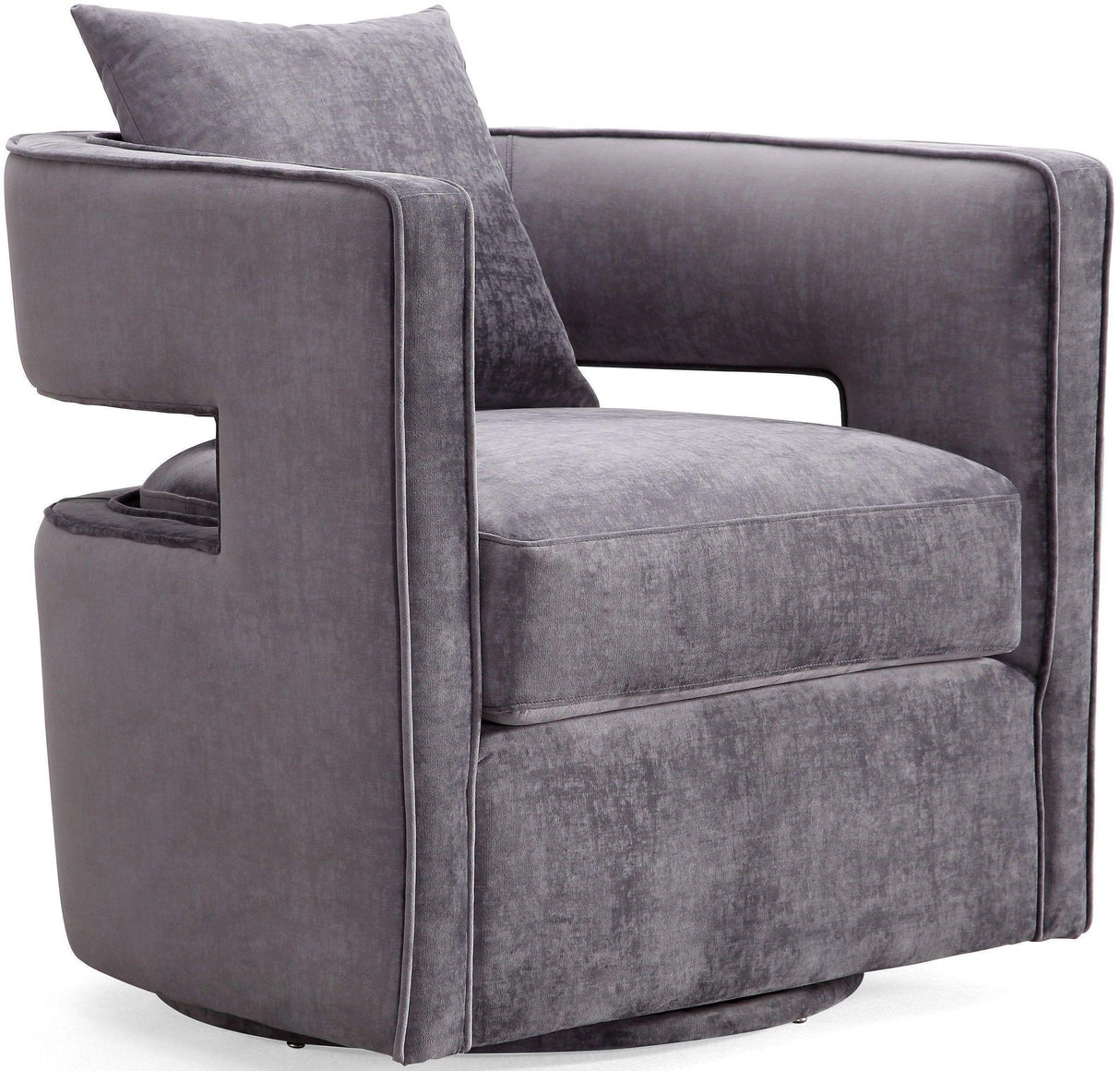 TOV Kennedy Grey Textured Velvet Swivel Chair