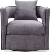 TOV Kennedy Grey Textured Velvet Swivel Chair