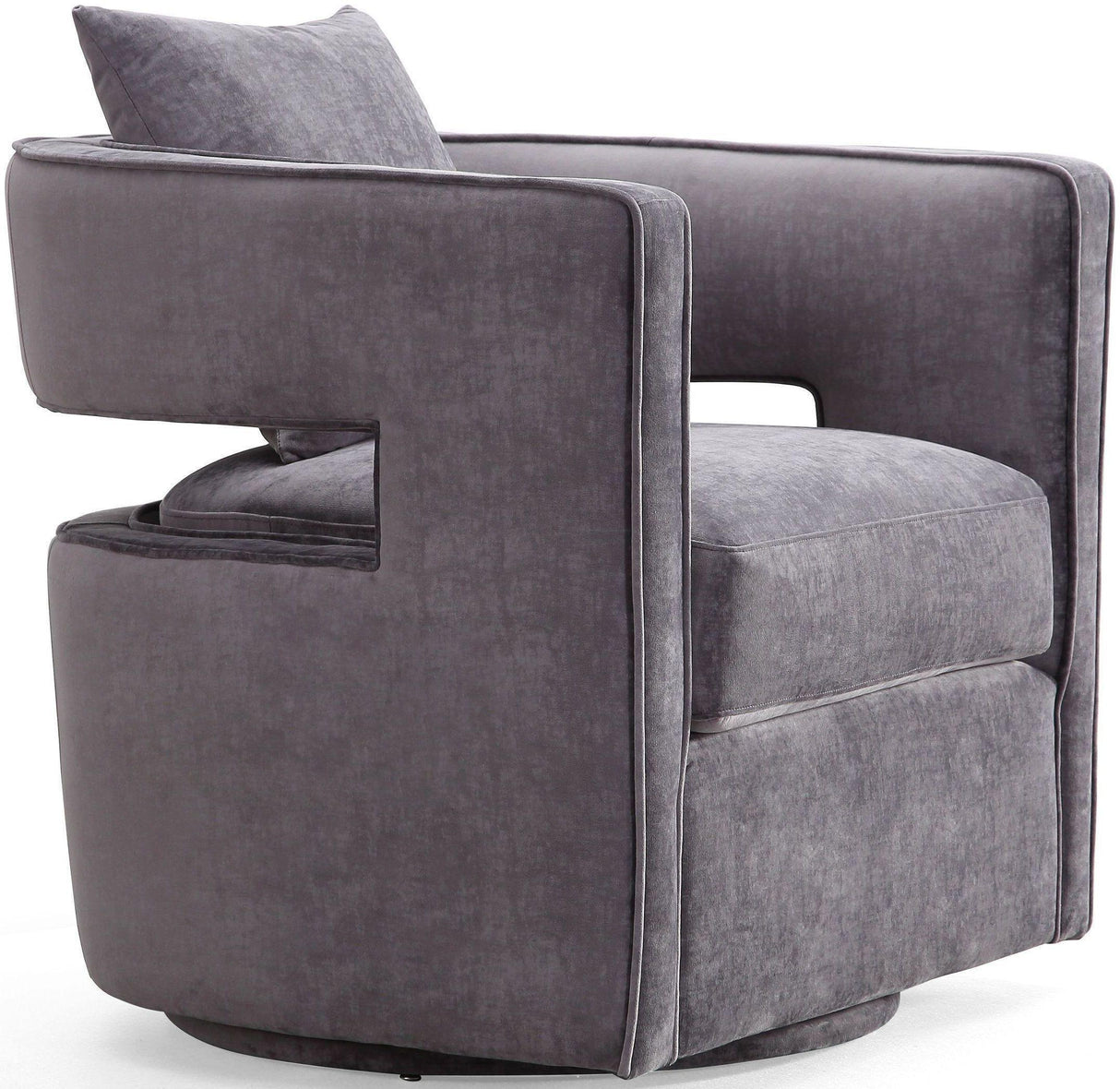 TOV Kennedy Grey Textured Velvet Swivel Chair
