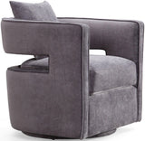 TOV Kennedy Grey Textured Velvet Swivel Chair