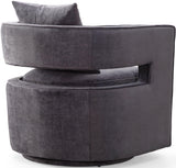 TOV Kennedy Grey Textured Velvet Swivel Chair