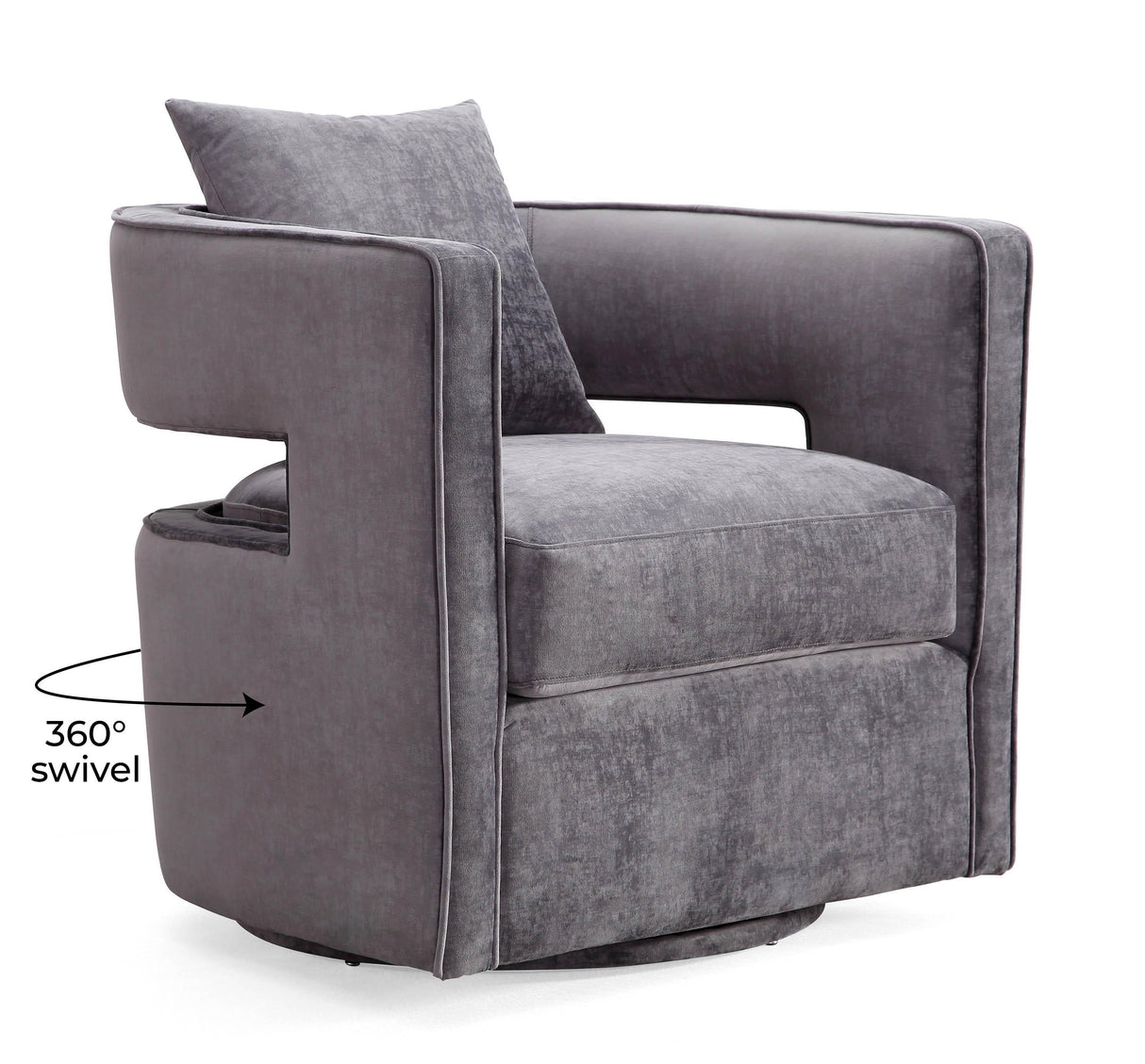 TOV Kennedy Grey Textured Velvet Swivel Chair