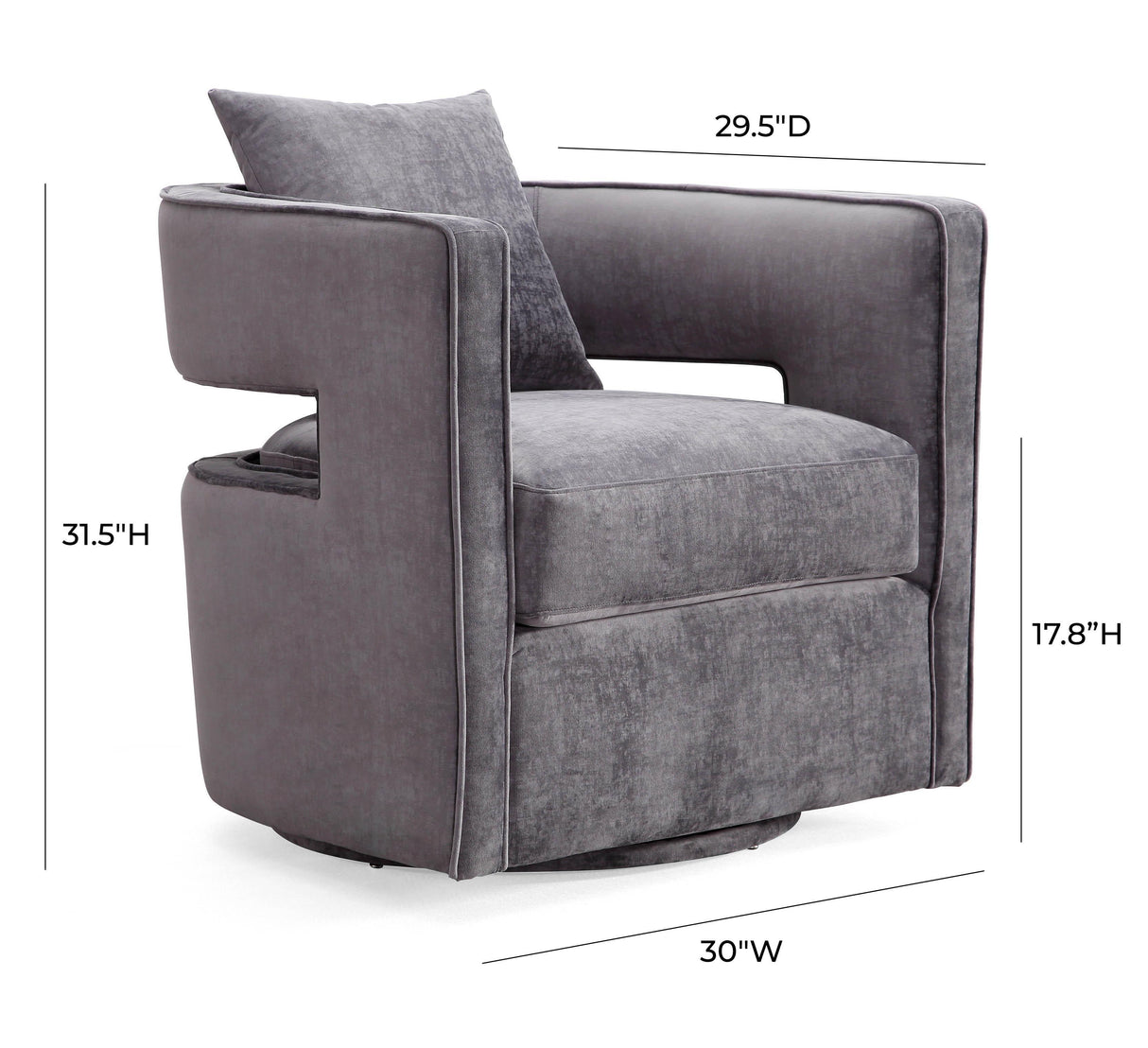 TOV Kennedy Grey Textured Velvet Swivel Chair