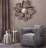 TOV Kennedy Grey Textured Velvet Swivel Chair