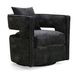 TOV Kennedy Black Textured Velvet Swivel Chair