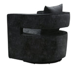 TOV Kennedy Black Textured Velvet Swivel Chair