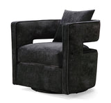 TOV Kennedy Black Textured Velvet Swivel Chair
