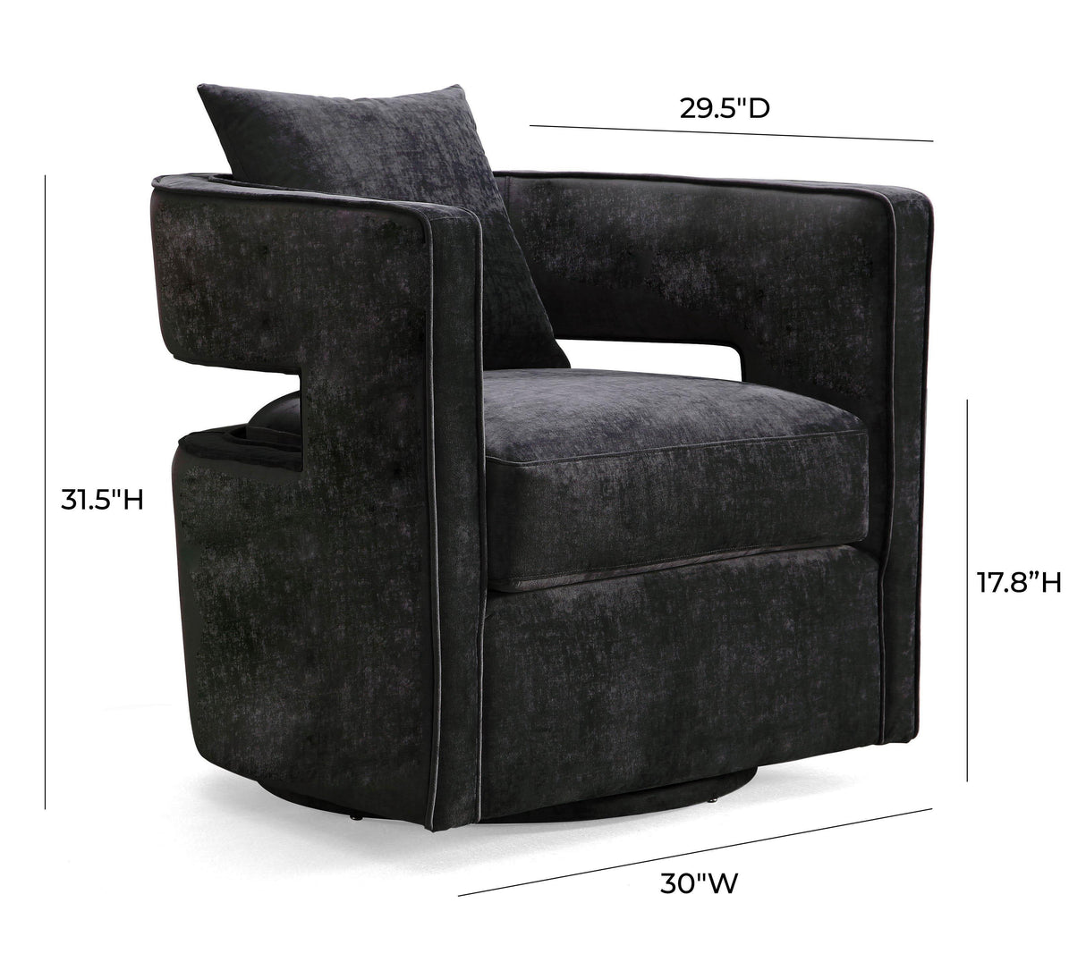 TOV Kennedy Black Textured Velvet Swivel Chair