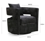TOV Kennedy Black Textured Velvet Swivel Chair
