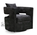 TOV Kennedy Black Textured Velvet Swivel Chair