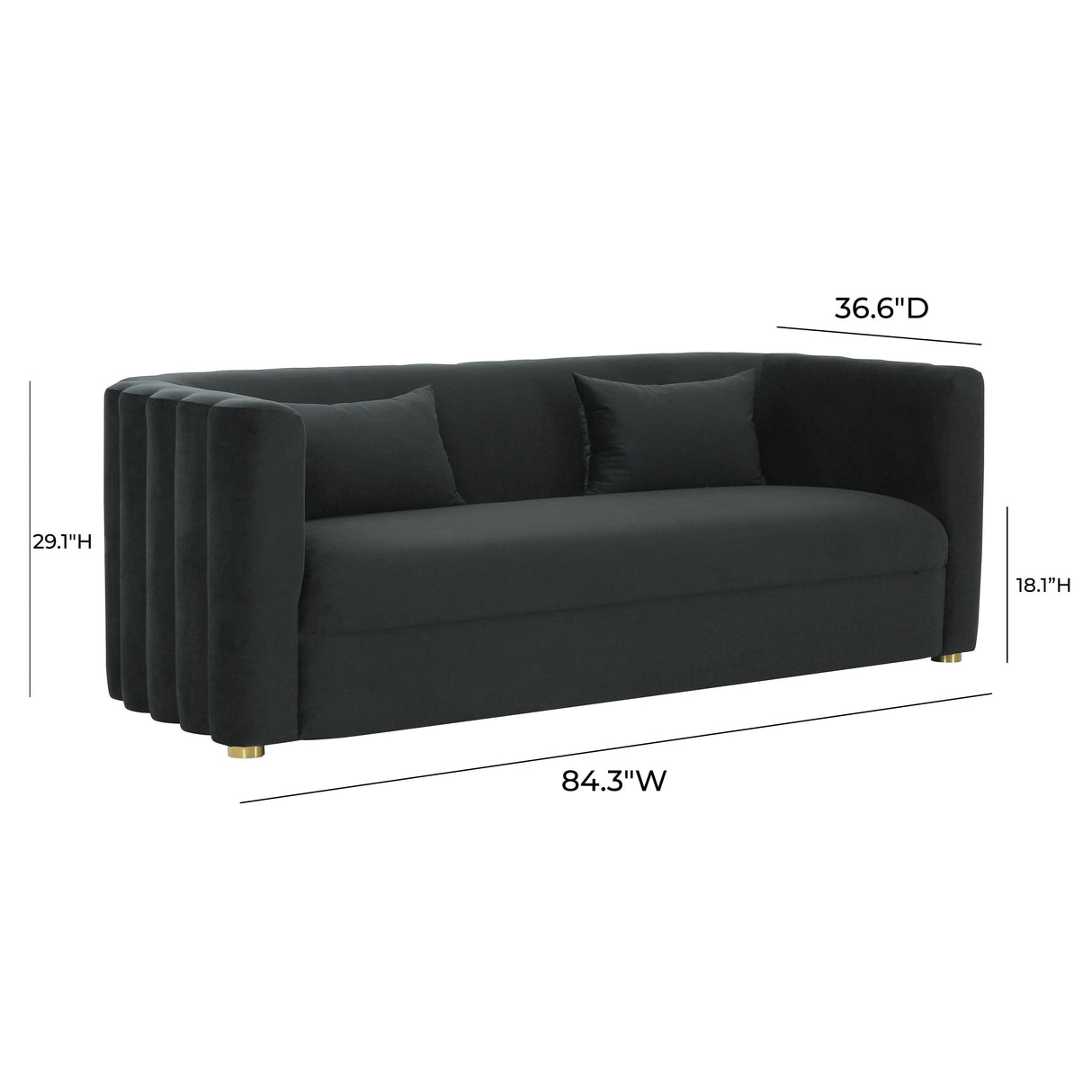 TOV Callie Black Velvet Sofa