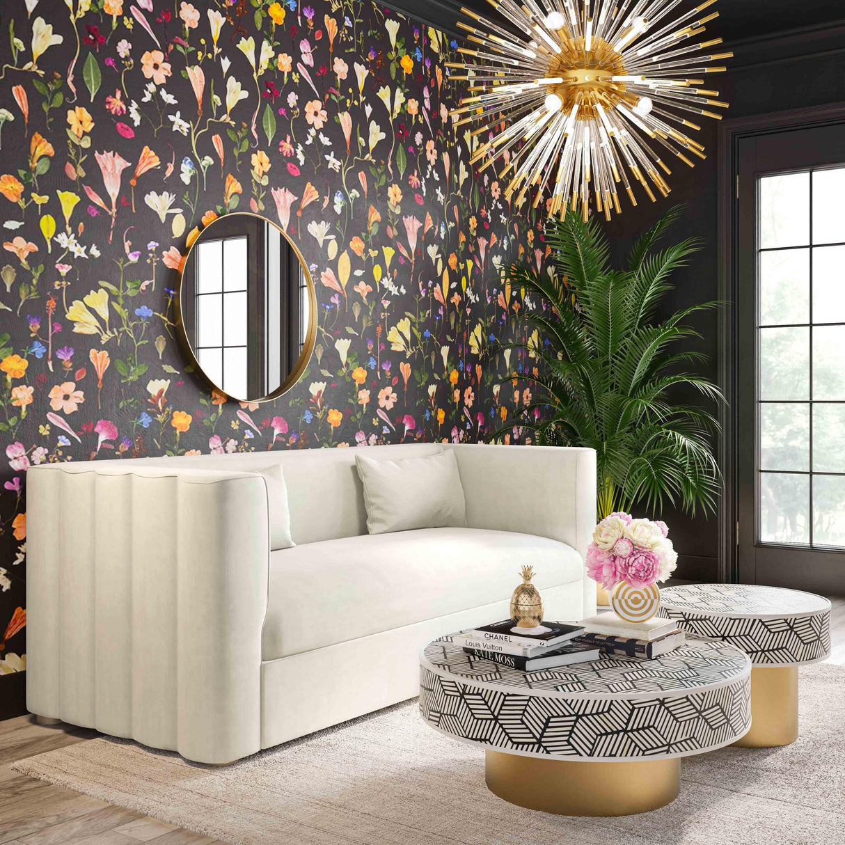 TOV Callie Cream Velvet Sofa