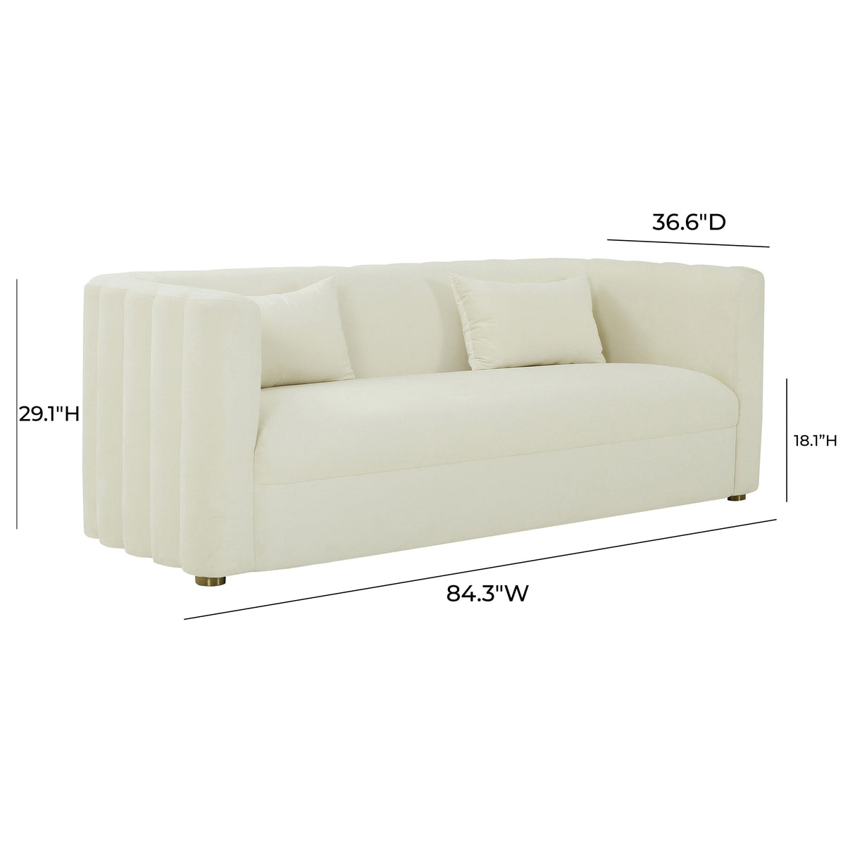 TOV Callie Cream Velvet Sofa