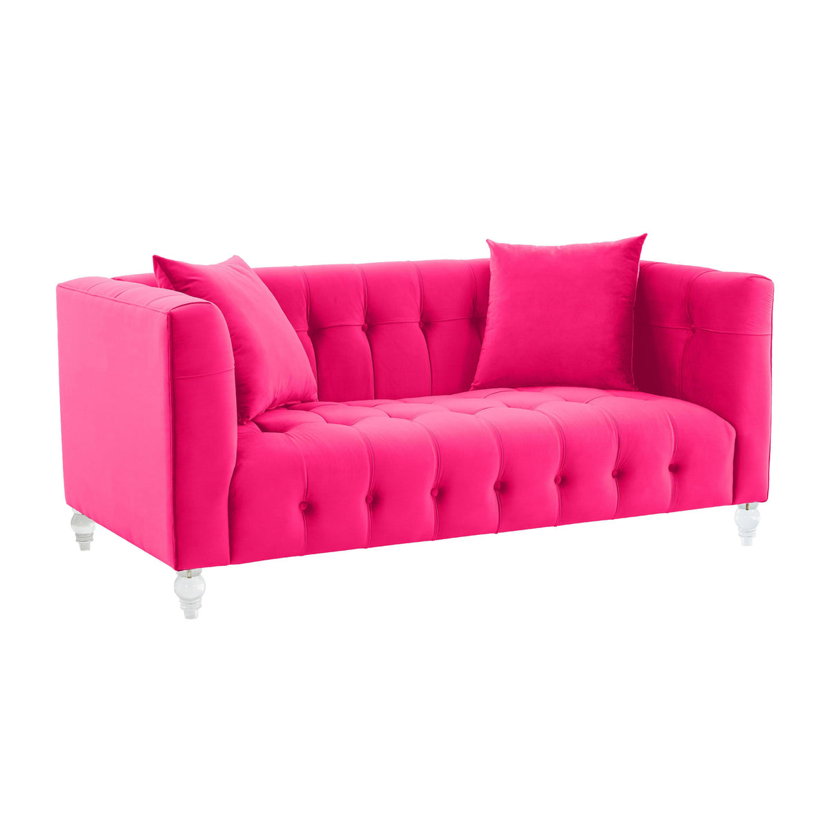 TOV Bea Hot Pink Velvet Loveseat