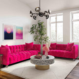 TOV Bea Hot Pink Velvet Loveseat