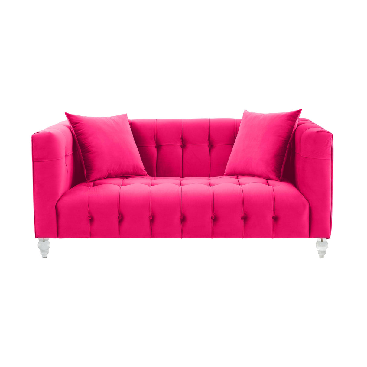 TOV Bea Hot Pink Velvet Loveseat