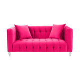 TOV Bea Hot Pink Velvet Loveseat