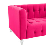 TOV Bea Hot Pink Velvet Loveseat