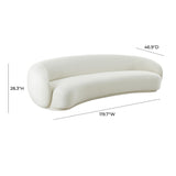 TOV Kendall Cream Velvet 120 Inch Sofa