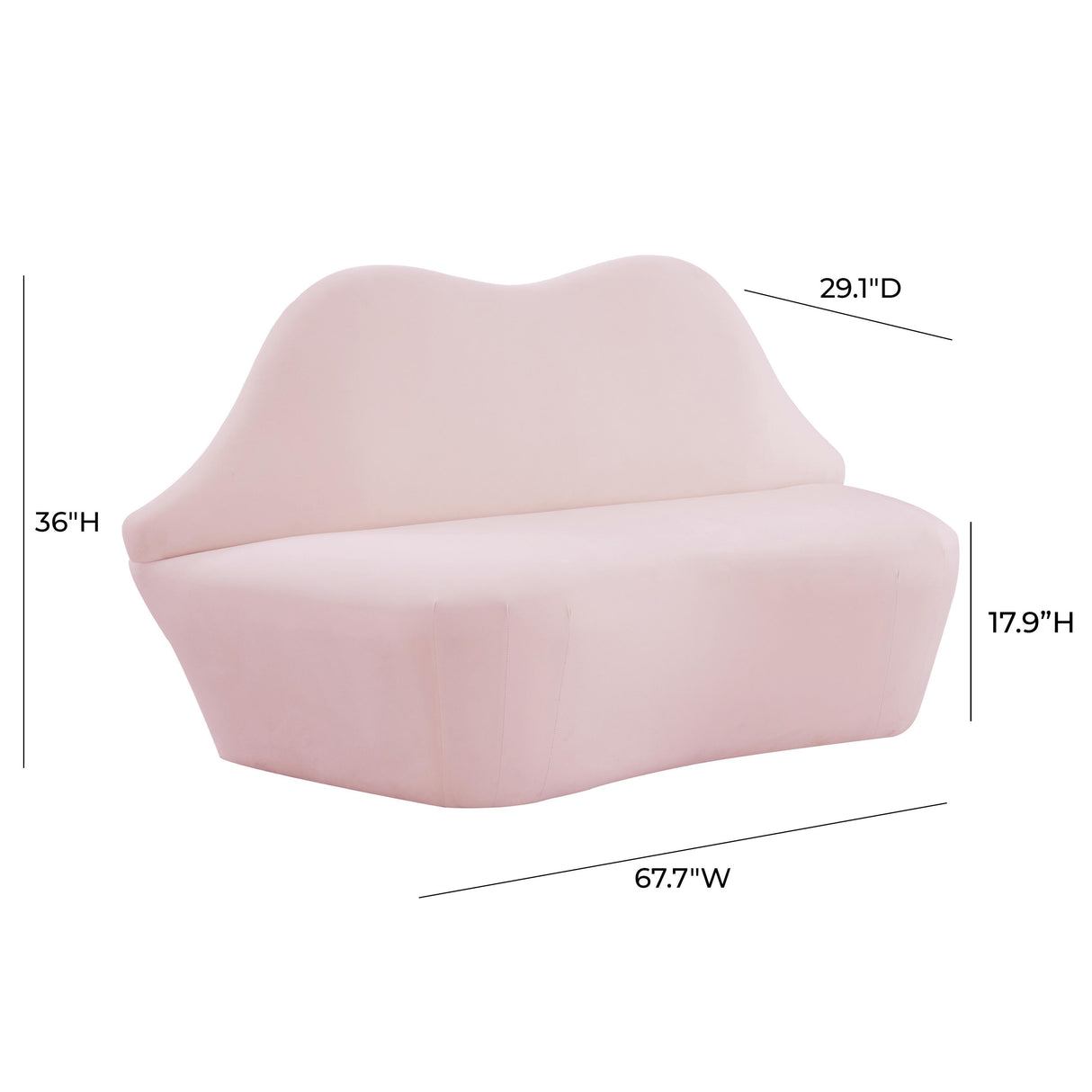 TOV Lips Blush Velvet Settee