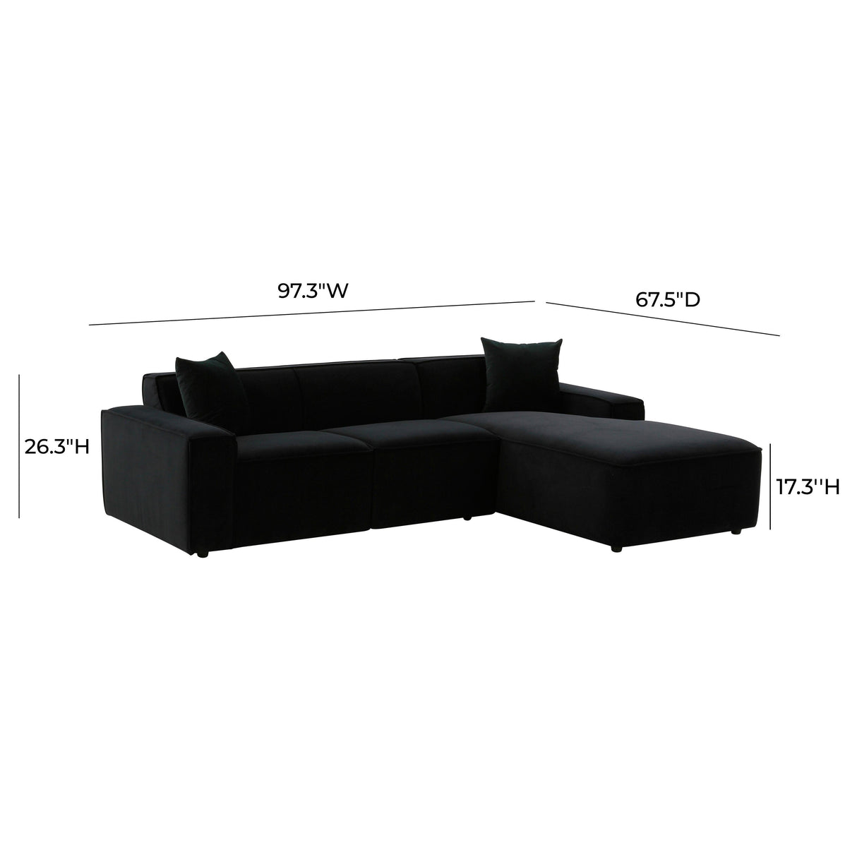 TOV Olafur Black Velvet Sectional - RAF