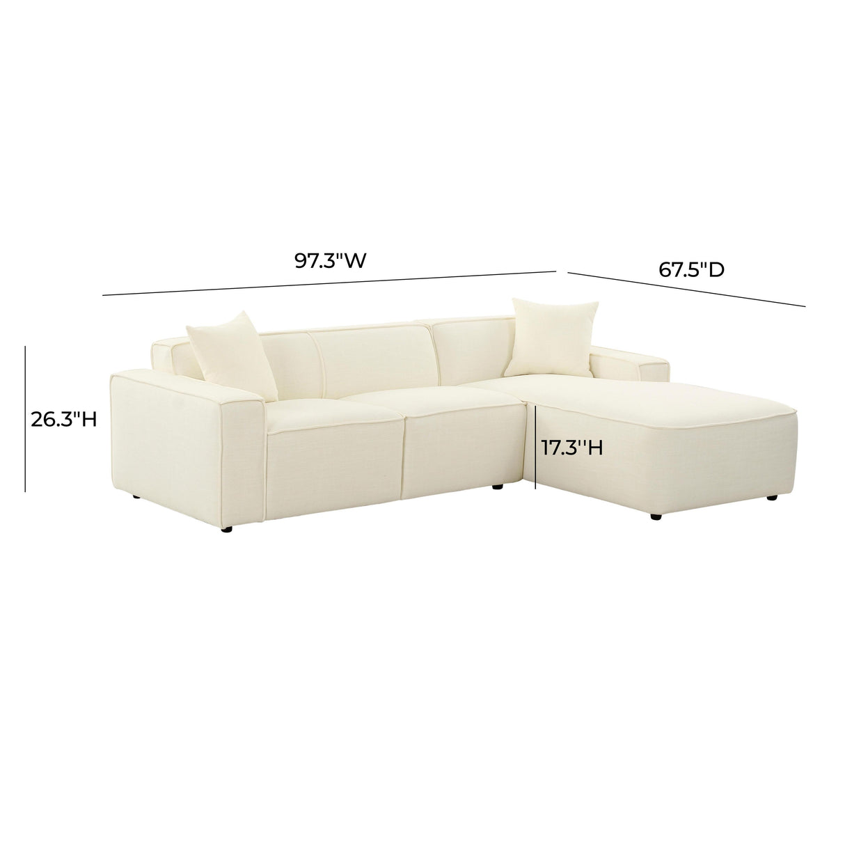 TOV Olafur Cream Linen Sectional - RAF