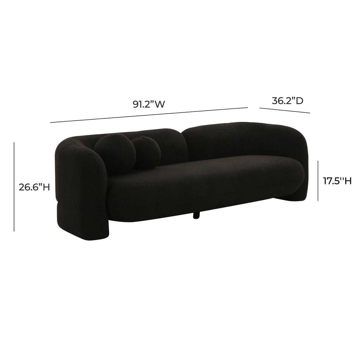 TOV Amelie Black Faux Fur Sofa