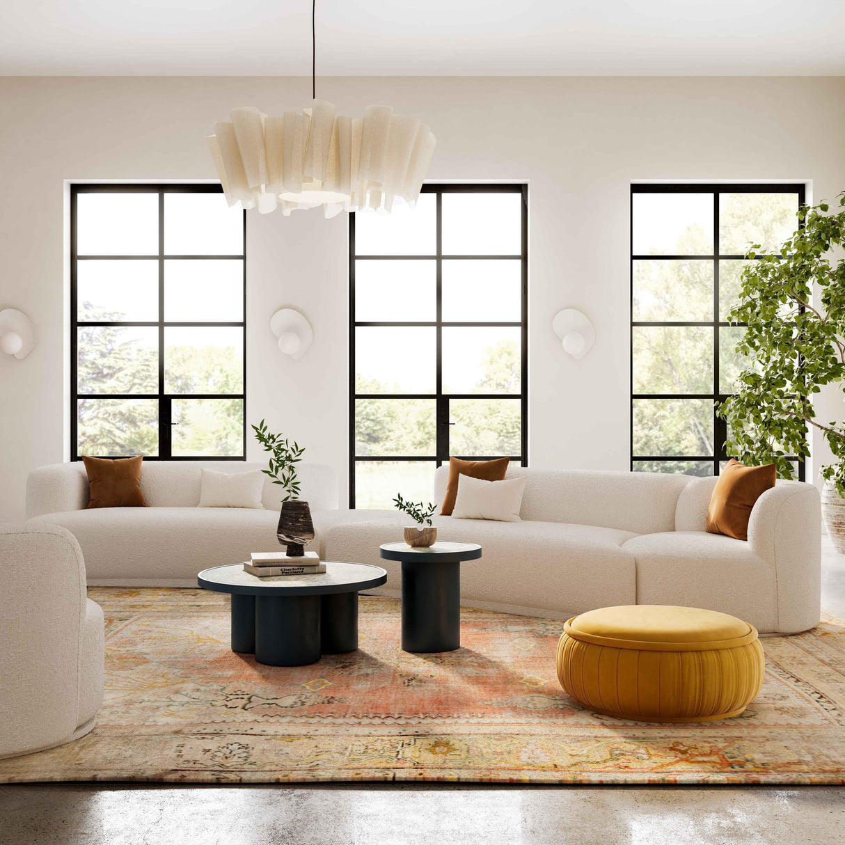 TOV Fickle Cream Boucle 4-Piece Modular LAF Sectional