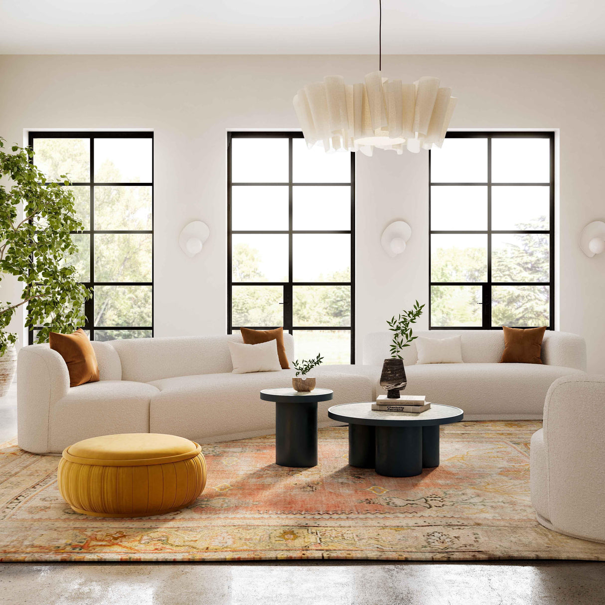 TOV Fickle Cream Boucle 4-Piece Modular RAF Sectional