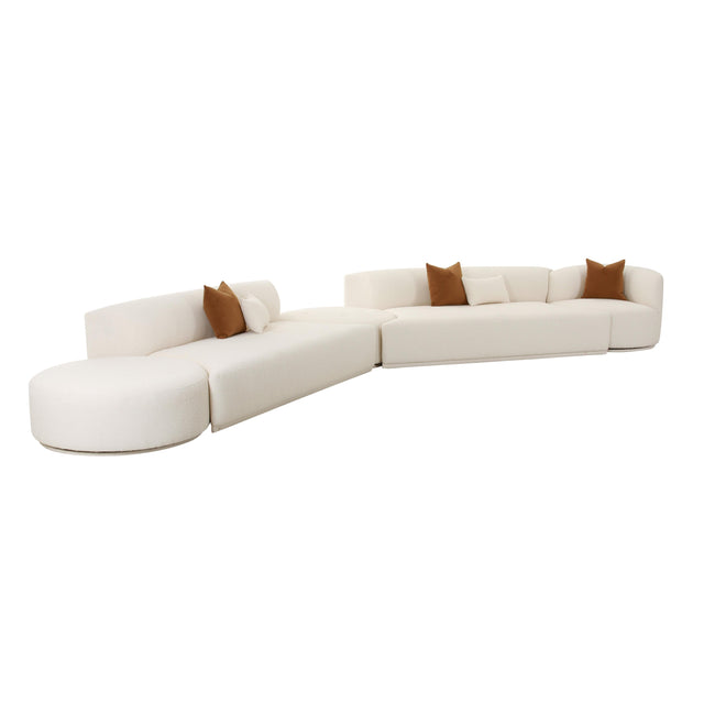 TOV Fickle Cream Boucle 5-Piece Modular Chaise Sectional