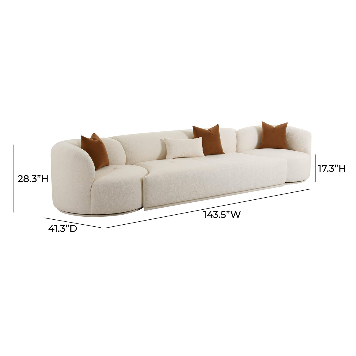 TOV Fickle Cream Boucle 3-Piece Modular Sofa