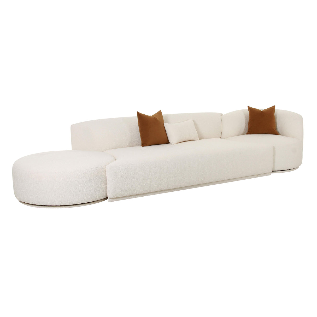 TOV Fickle Cream Boucle 3-Piece Chaise Modular Sofa