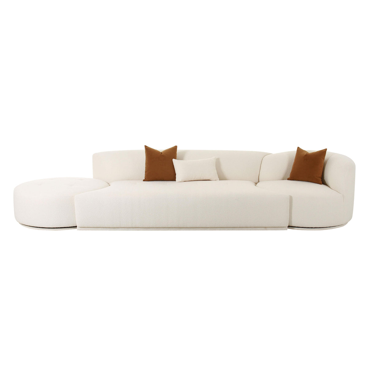 TOV Fickle Cream Boucle 3-Piece Chaise Modular Sofa