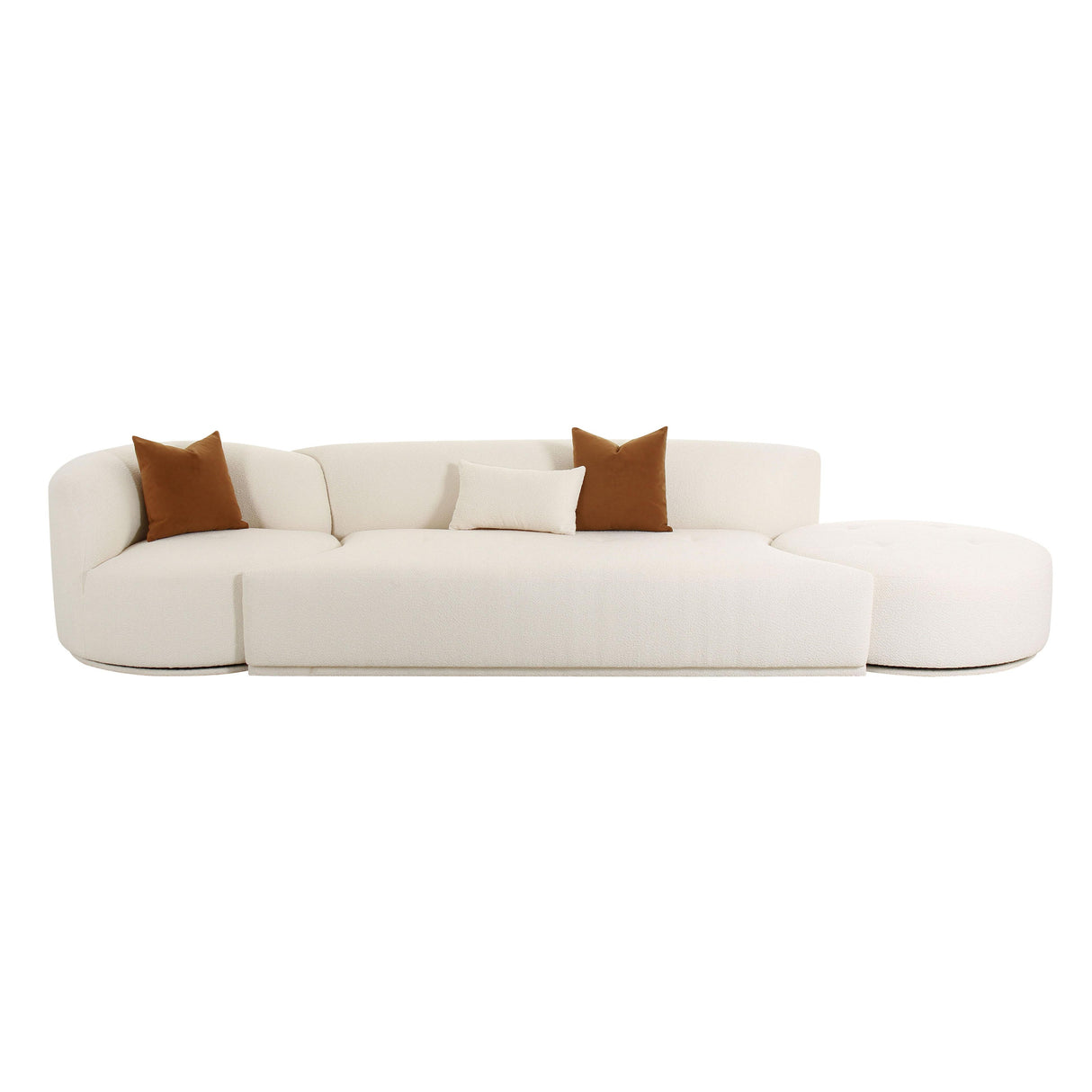 TOV Fickle Cream Boucle 3-Piece Chaise Modular Sofa