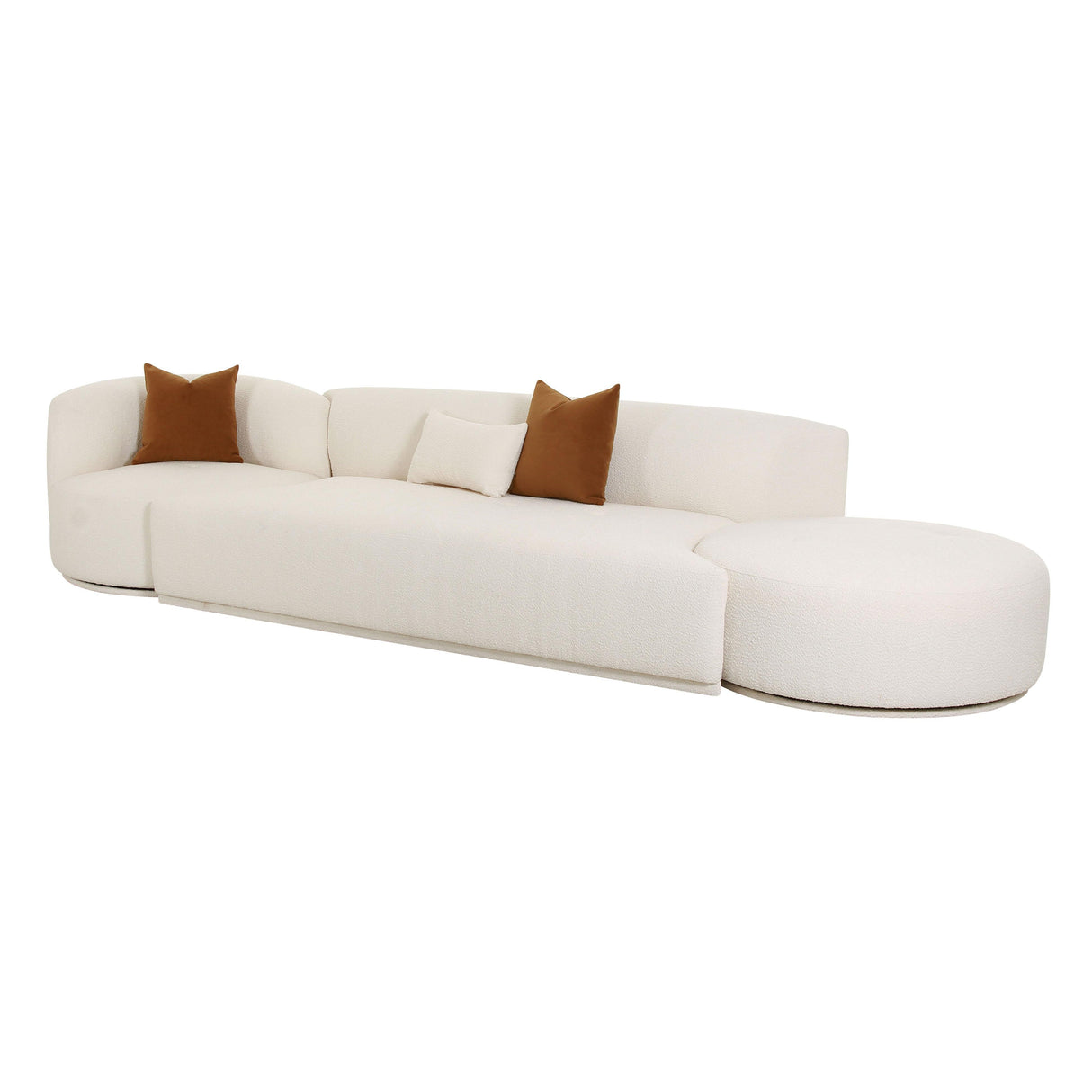 TOV Fickle Cream Boucle 3-Piece Chaise Modular Sofa