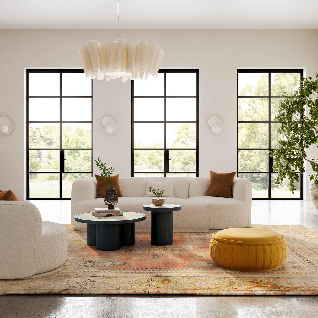 TOV Fickle Cream Boucle 2-Piece Modular LAF Sofa