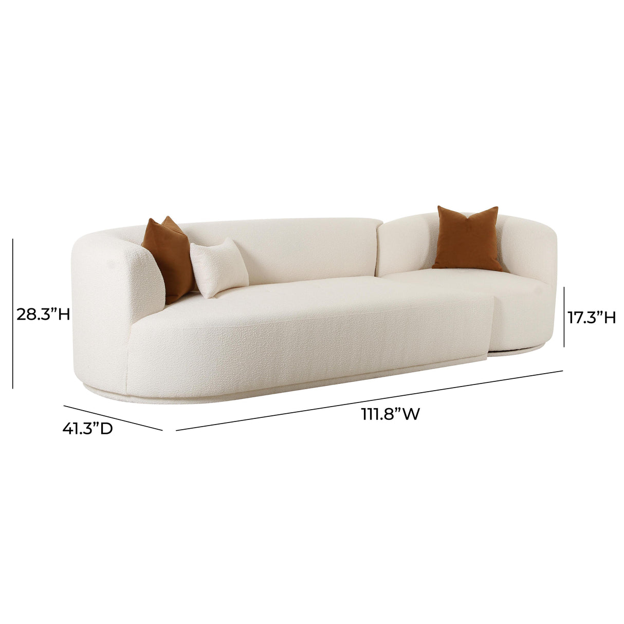 TOV Fickle Cream Boucle 2-Piece Modular LAF Sofa