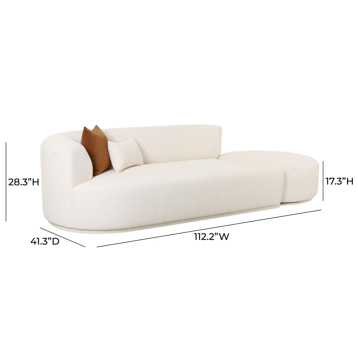 TOV Fickle Cream Boucle 2-Piece Chaise Modular LAF Sofa