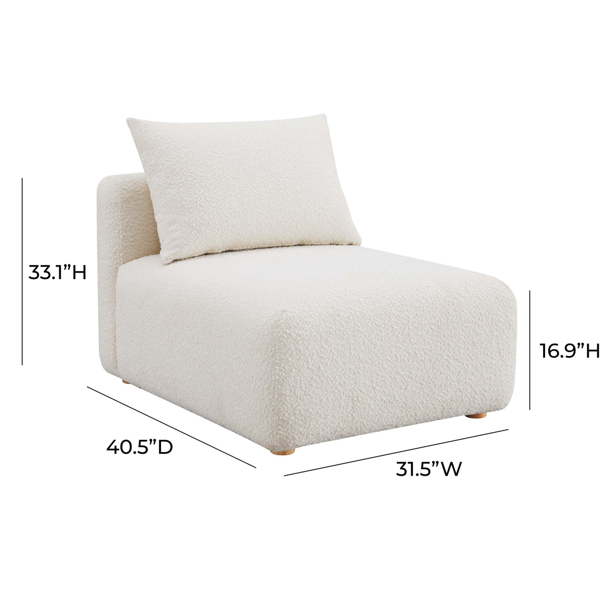 TOV Hangover Cream Boucle Modular Armless Chair