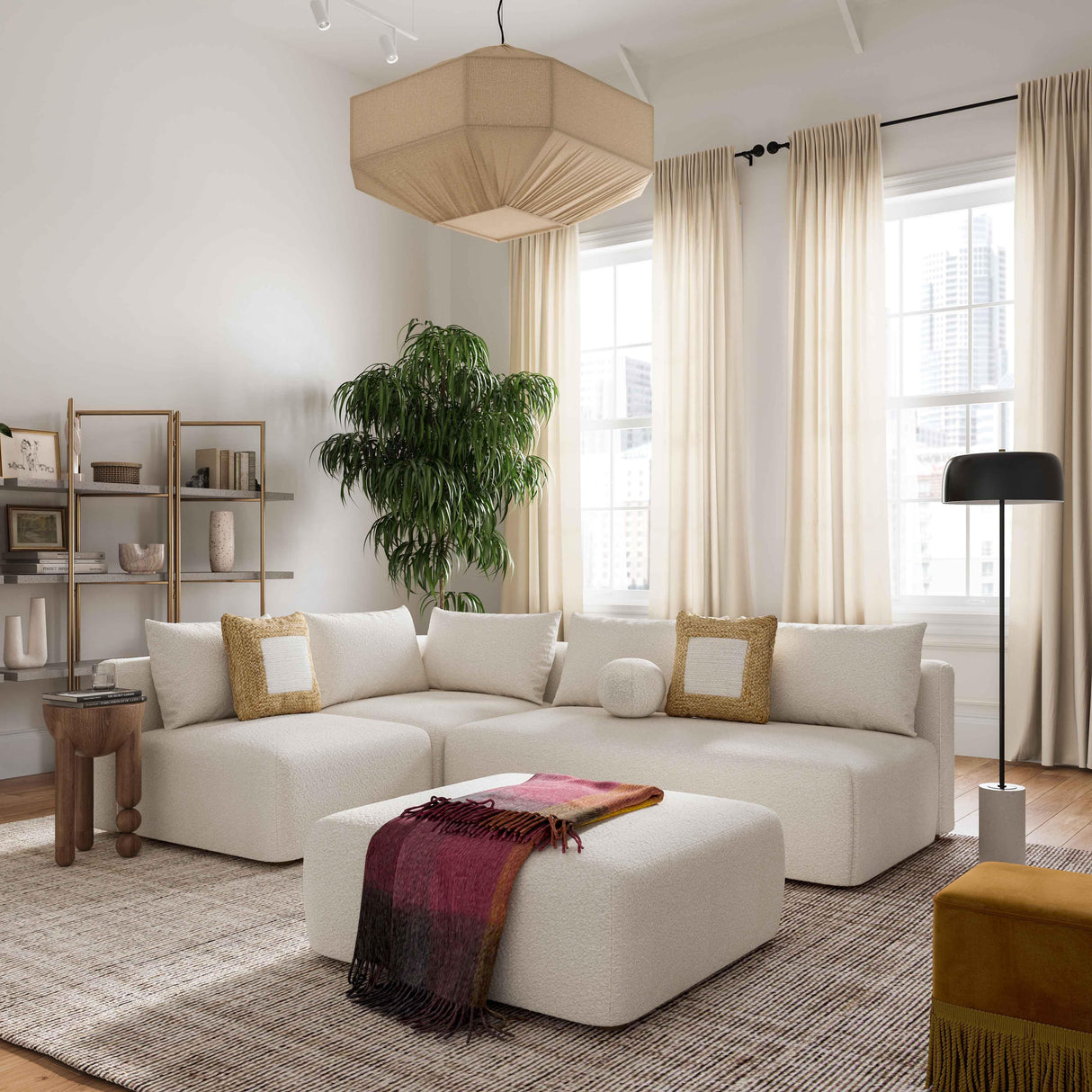 TOV Hangover Cream Boucle Modular Loveseat