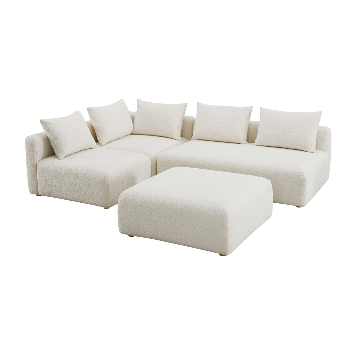 TOV Hangover Cream Boucle 4-Piece Modular Chaise Sectional