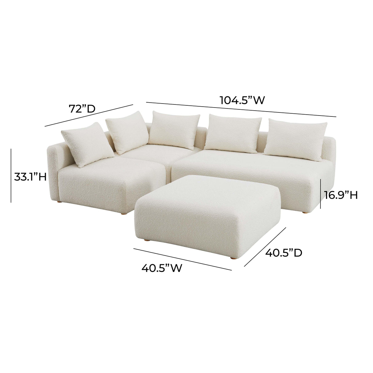 TOV Hangover Cream Boucle 4-Piece Modular Chaise Sectional