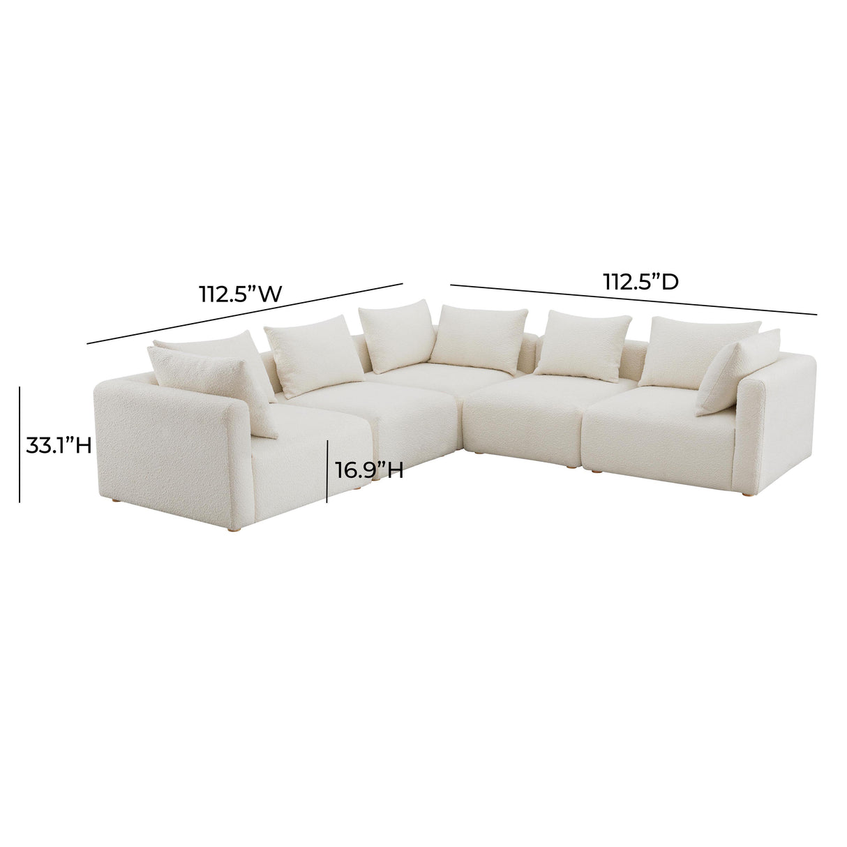 TOV Hangover Cream Boucle 5-Piece Modular L-Sectional
