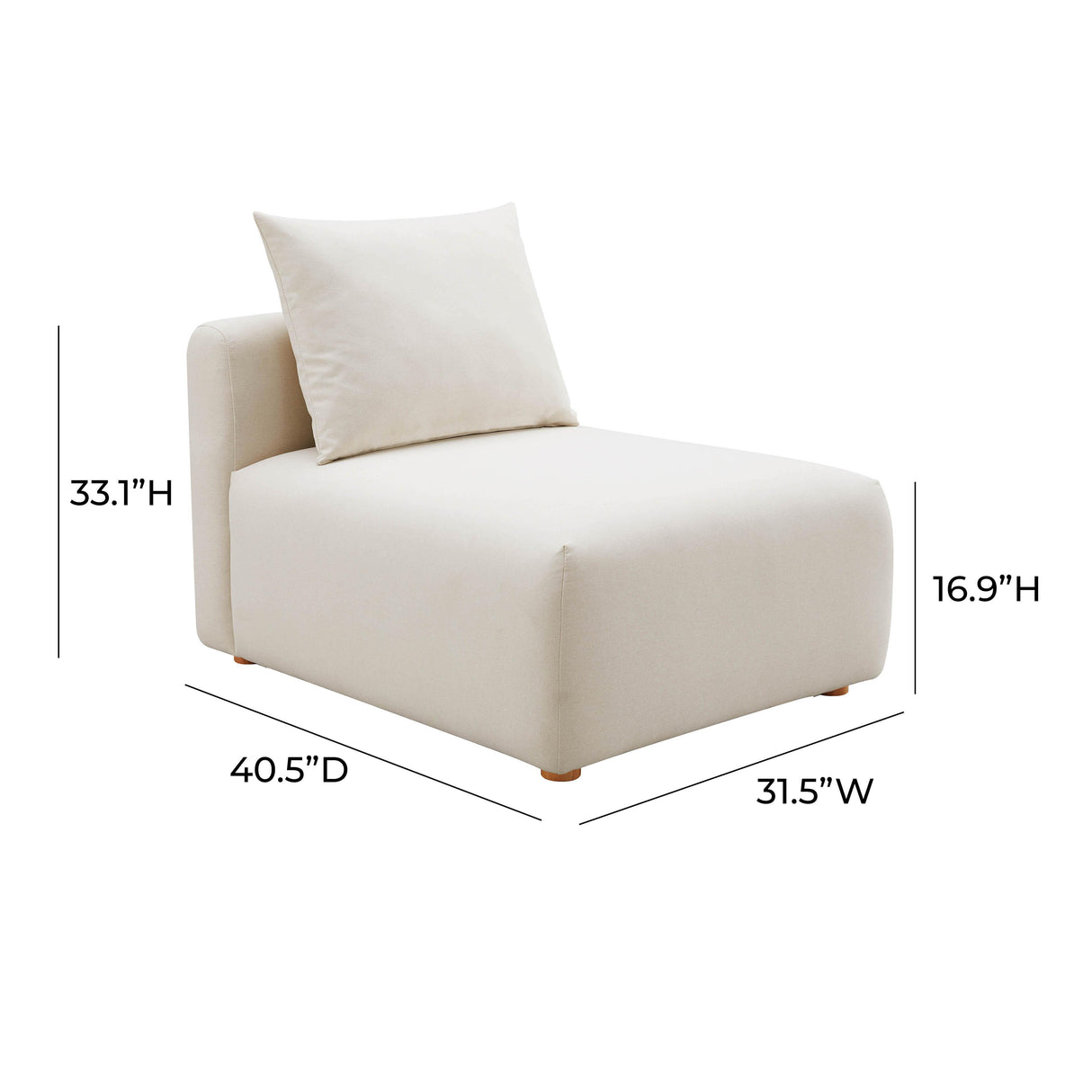 TOV Hangover Cream Performance Linen Modular Armless Chair