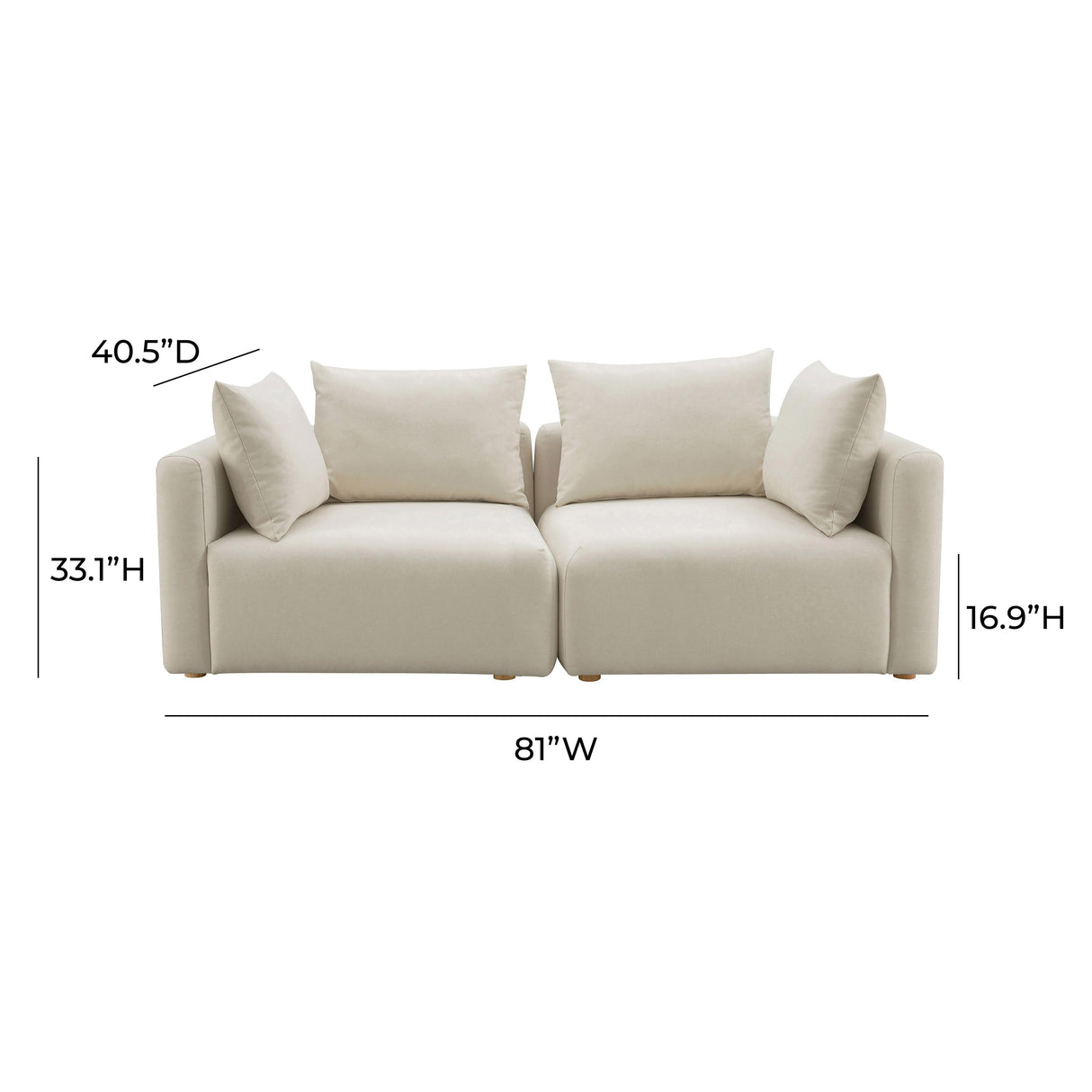 TOV Hangover Cream Performance Linen Loveseat