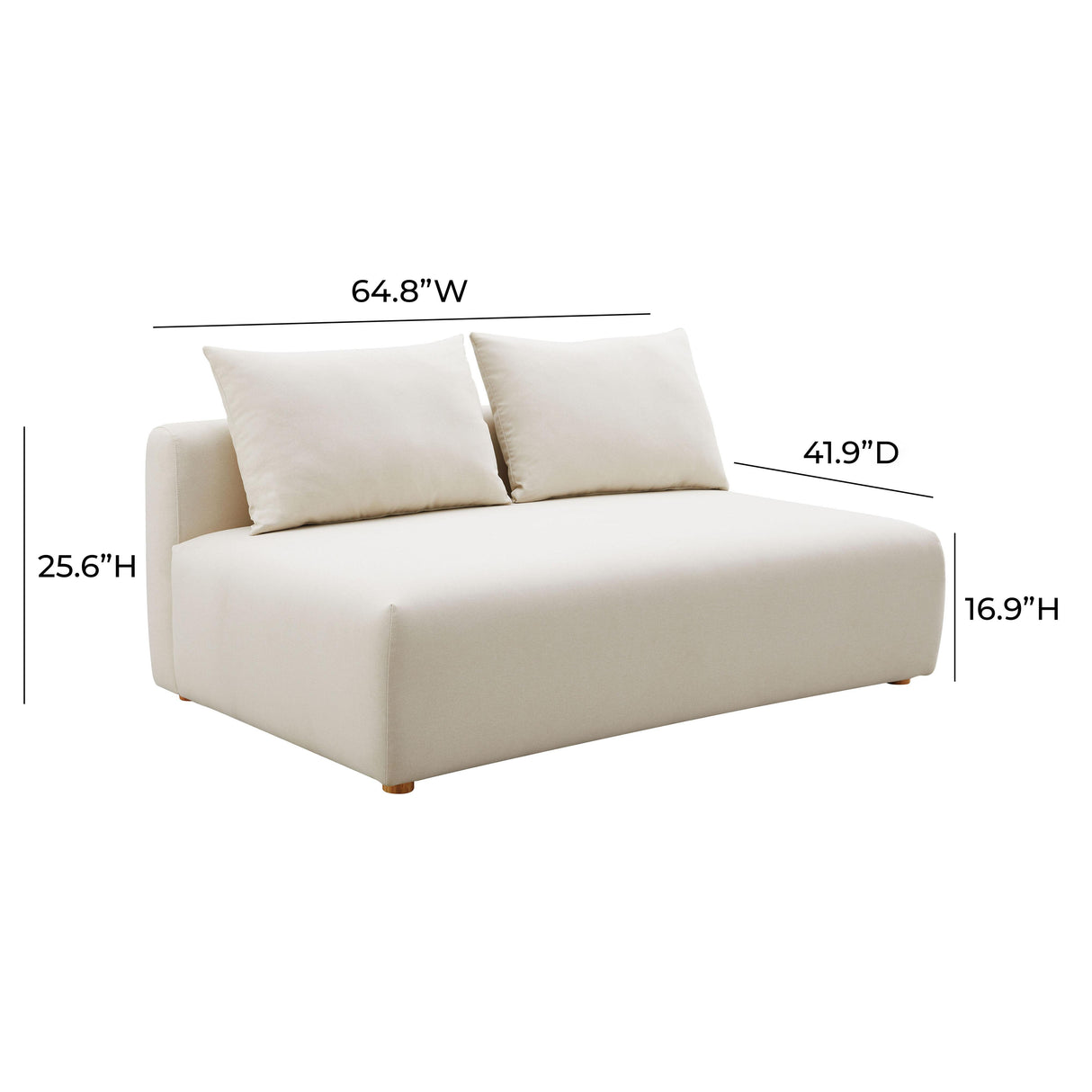 TOV Hangover Cream Performance Linen Modular Loveseat